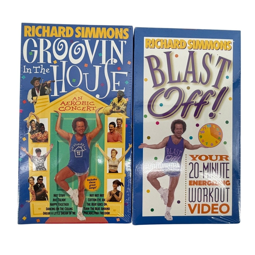 Lot SEALED Richard Simmons Workouts VHS Tapes Blast Off Groovin In The House